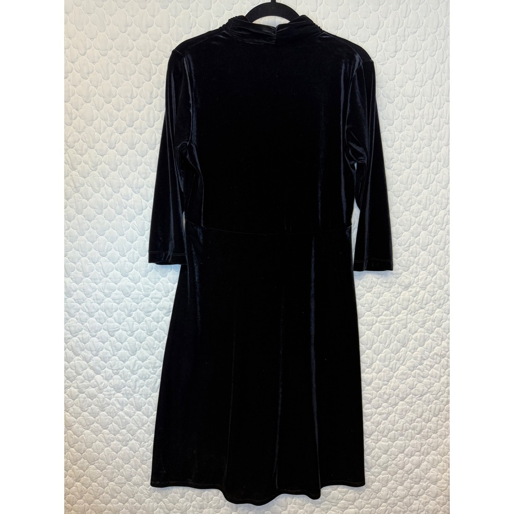 SIMONTON Says Black Velour V Neck Midi Dress Women's Size Small - Picture 4 of 7
